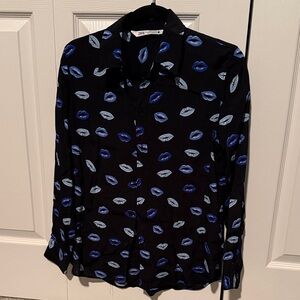 Zara Black Shirt with Blue Lip Motif